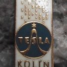 Tesla Electronics Czechoslovakia Early Computer Punchcard Advertising Pin White