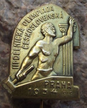 1934 Prague 3rd Workers Olympiad Czechoslovakia Socialist Olympics Metal Pin