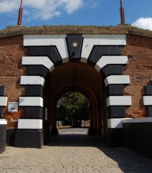 Sinister Terezin Concentration Camp Stone Entrance Gate Liberation Pin