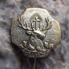 Antique Silver Metal Stag & Holy Cross Hunters Hunt Pin