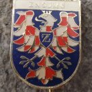 Znojmo Chequered Red White Eagle Heraldic Shield Pin