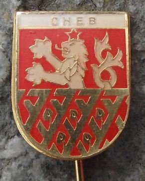 Cheb White Lion Heraldic Shield Pin