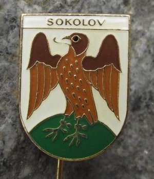 Sokolov Screaming Eagle Falcon Heraldic Shield Pin