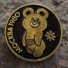 1980 Moscow Olympiad Olympic Games Black & Gold Misha Bear Mascot Badge
