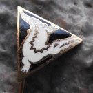 Triangle Shaped White Crocodile Croc or Alligator Gator Antique Enamel Pin Badge
