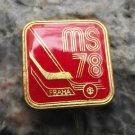 1978 Ice Hockey World Championships Prague Puck and Stick Antique Enamel Pin