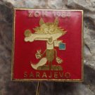 1984 Sarajevo Winter Olympic Games Yugoslavia Skiing Wolf Mascot Pin Badge