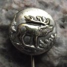 Antique Silver Roaring Male Stag Deer Hunters Pin
