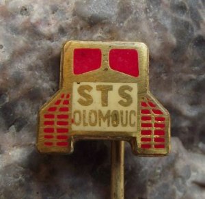 Antique STS Olomouc Tracked Tractor Service Station Czechoslovakia Farming Pin