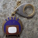 1950's Tesla Television & Electronics Rare Matal & Enamel TV Keychain