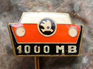 Skoda 1000MB Front View Headlights Pin Orange