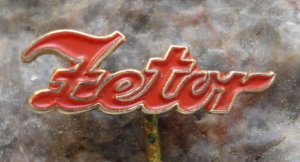 1950s Zetor Tractor Script Text Logo Antique Pin Badge