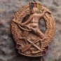 East German Soldier with Rifle & Throwing Grenade DDR Flag Germany Pin Bronze