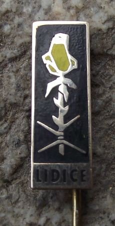 Lidice Long Stemmed Yellow Rose Twisted with Barbed Wire Nazi Mass Execution Pin