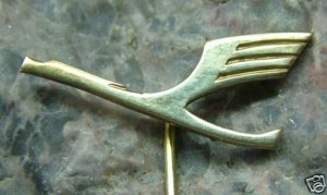 Antique Golden Lufthansa Flat Head Crane Pin Badge