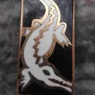 Antique White Crocodile or Alligator Enamel Pin Badge