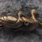 Antique Metal Pair of Swimming Ducks Hunters or Hunting Clothes Brooch Badge