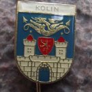 Kolin Walled City with Open Gates & Flying Dragon Czechoslovak Heraldic Pin