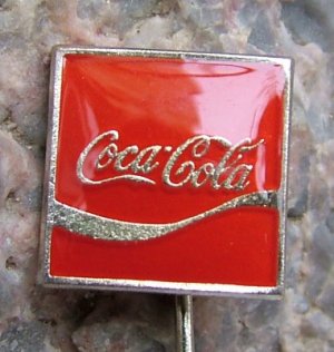 Square Coca Cola Advertising Pin