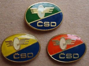 Czech State Rail Operator CSD Winged Wheel Logo Badges