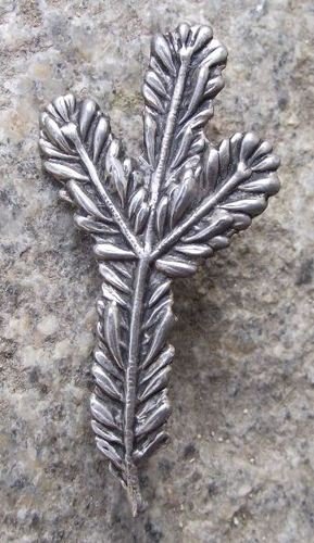 Large Antique Silver Hunters Union Pine Fir Tree Branch Hunting Clasp