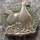 Czechoslovak Hunters Slogan 'June The Hunting Season' Grouse Pair Gold Metal Pin