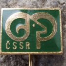 Czechoslovakia CSSR Hunting Pin Featuring Curly Horned Mountain Deer or Goat