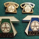 Tesla Kovo of Czechoslovakia Telephone Receiver Shaped Advertising Pin Badges