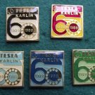 1988 Tesla Karlin Prague Antique Rotary Dial Telephone 60th Anniversary Pin Set