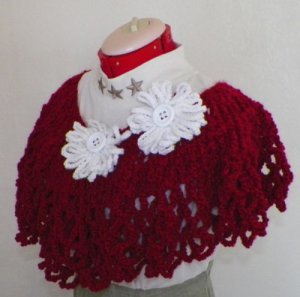 Lacy Crochet Titanic Inspired Red Cape Caplet Shawl