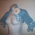 Blue Crochet Lacy Sweater Shrug Handmade S to L