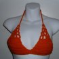 Bright Orange Crochet Bikini Swimsuit Halter Top S to L