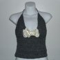Gray Crochet Halter Hippie Apron Top Shirt Tank S to L