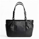 Coach 16565 East West Gallery Leather Tote Bag Silver Black