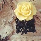 Black Cabochon Rose Flower Ring