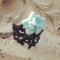 Black Cabochon Rose Flower Ring
