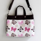 Laptop Bag in Chocolate Brown with Beautiful Soft Pink Butterflies