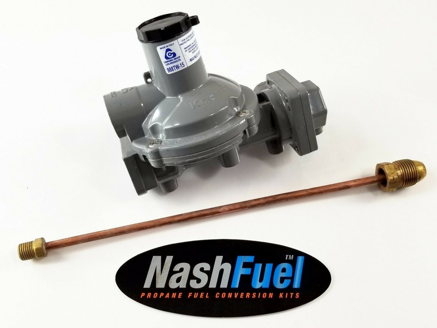 988TW15 TWIN STAGE PROPANE REGULATOR WITH PIGTAIL POL TANK CONNECTION