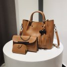 3pc Fashion Bag PU Leather Tan