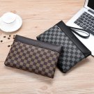 Zip Checkered Bag Clutch Brown