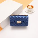 Jelly Metallic-Toned Diamond Pattern Silicone Flap Bag Cross Body Blue