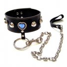 Black Locking Fetish BONDAGE Adjustable Collar w/ leash love SEX SM077 UNISEX