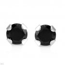 Men's Black SOLID 925 SILVER CZ Studs