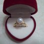 9K Yellow GOLD Layered ring with Simulated Pearl Size 7.5