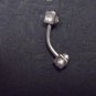 Clear eyebrow curve piercing with rhinestones 18G