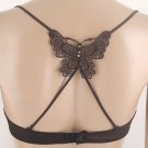 Black Lace Bra Straps with five Rhinestones