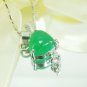 Solid 18K Gold Clad Simulated Jade Cupid Heart Necklace