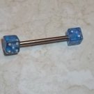 **Baby Blue Double Dice Tongue Piercing 14G