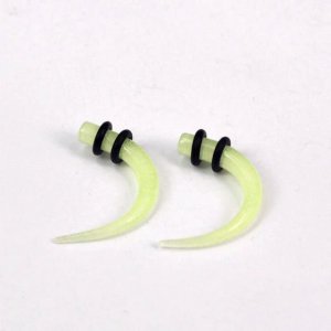 **Light Green Tapered UV Curved Ear Plugs *GLOW* 4G