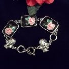 Unique Smooth Square Rose and Skull Toggle Bracelet